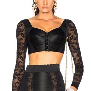 Dolce & Gabbana Bustier Top with long lace sleeves